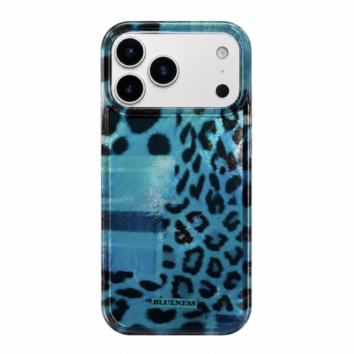 قاب آیفون Blue Leopard Glossy | قاب آنتی‌شوک طرح پلنگی آبی براق مخصوص iPhone