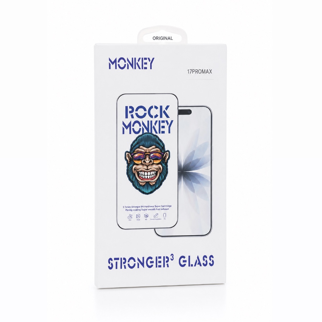 گلس فول چسب Rock Monkey Stronger³ Glass آیفون | محافظ صفحه 9H ضد ضربه و ضد خش