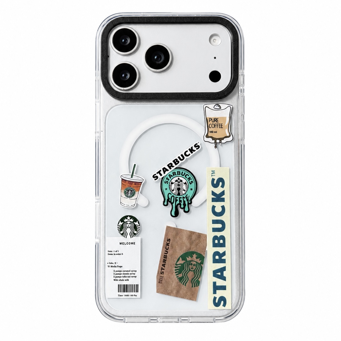 قاب مگ‌سیف استارباکس آیفون | قاب شفاف MagSafe طرح Starbucks