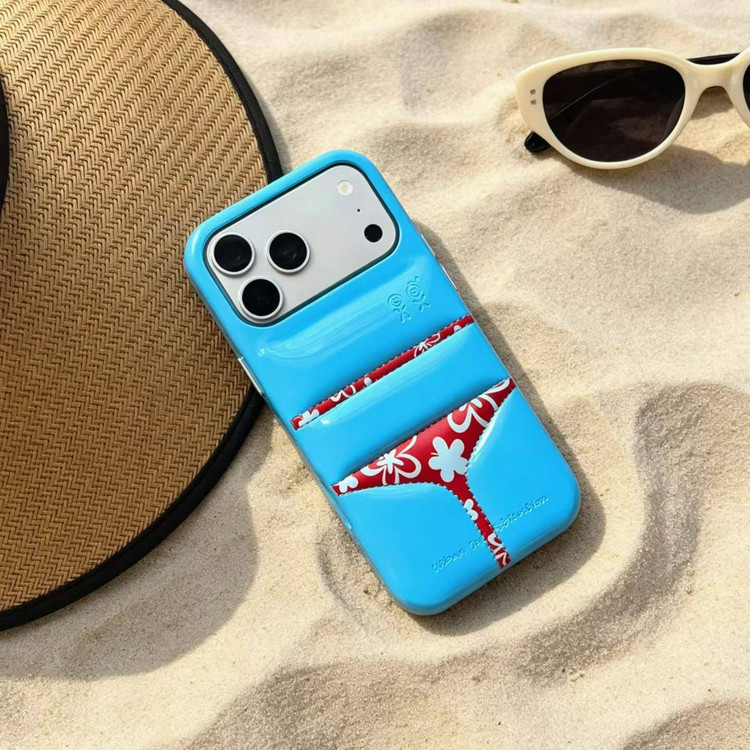 قاب پافری آبی طرح بیکینی مخصوص آیفون 17 پرو مکس | Blue Puffer Bikini Case for iPhone 17 Pro Max