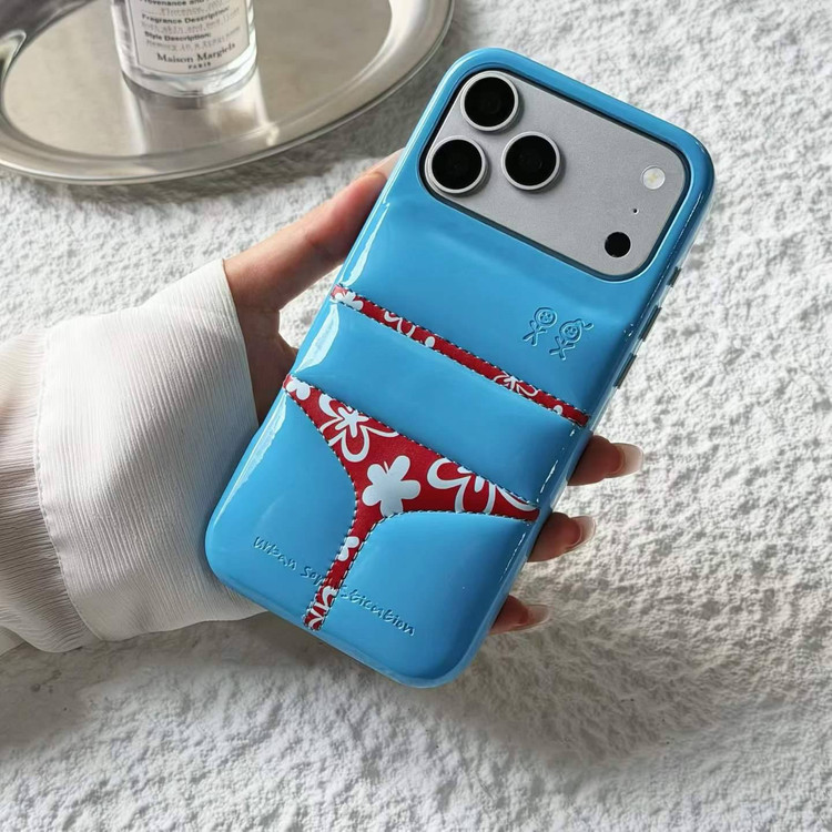 قاب پافری آبی طرح بیکینی مخصوص آیفون 17 پرو مکس | Blue Puffer Bikini Case for iPhone 17 Pro Max